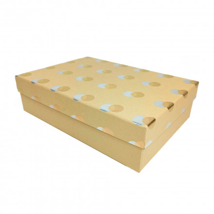 Коробка прямоугольная Двойной горох с золотом крафт в 5-ти размерах