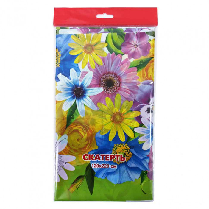 Скатерть одноразовая 120*220см Герберы