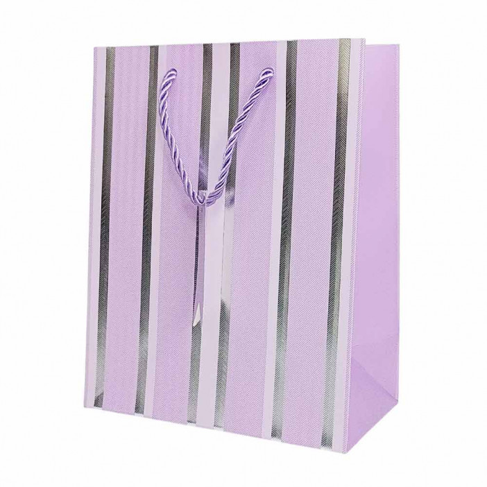 Пакет ЛЮКС Полоска с металлическим тиснением размер 18*23*10см