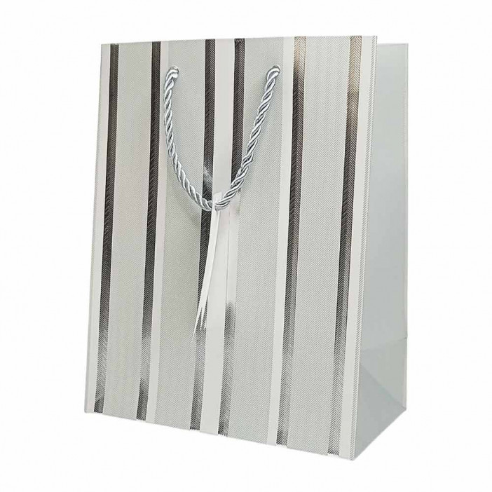 Пакет ЛЮКС Полоска с металлическим тиснением размер 18*23*10см