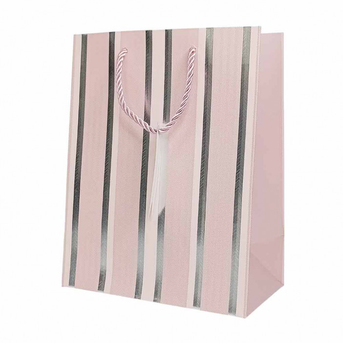 Пакет ЛЮКС Полоска с металлическим тиснением размер 18*23*10см