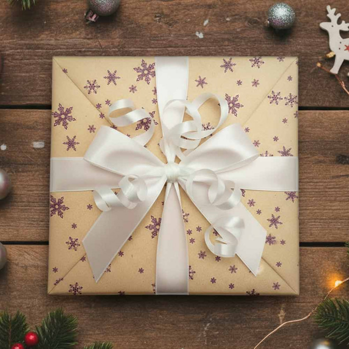 Бумага крафт в рулоне Снежинка фиолетовая размер 70см*10м