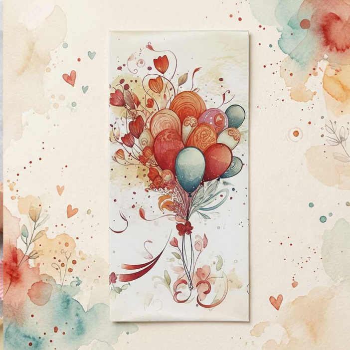 Конверт для денег Воздушные шары 8*16,5см арт 465