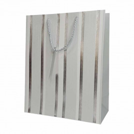 Пакет ЛЮКС Полоска с металлическим тиснением размер 26*32*12см