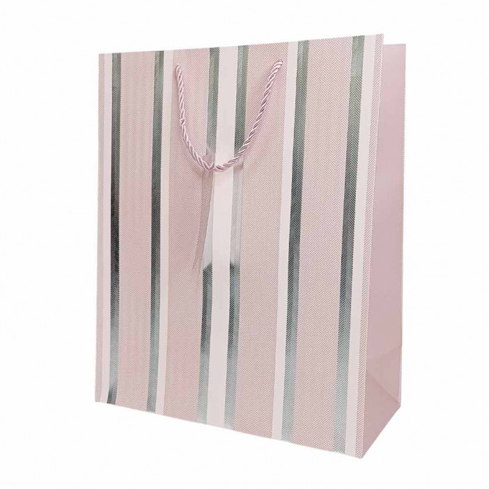 Пакет ЛЮКС Полоска с металлическим тиснением размер 26*32*12см