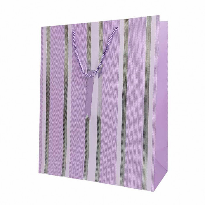 Пакет ЛЮКС Полоска с металлическим тиснением размер 26*32*12см