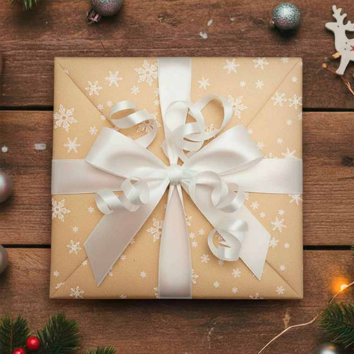 Бумага крафт в рулоне Снежинка белая размер 70см*10м