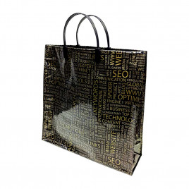 Сумка с пластмассовыми ручками многослойная Золотые надписи 33*33см