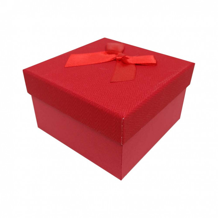 Коробка квадрат однотонная с бантом размер 9*9*5см
