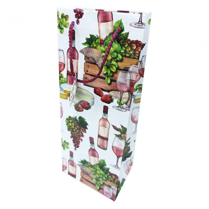 Пакет под бутылку ламинированный Вино размер 14*35*11см