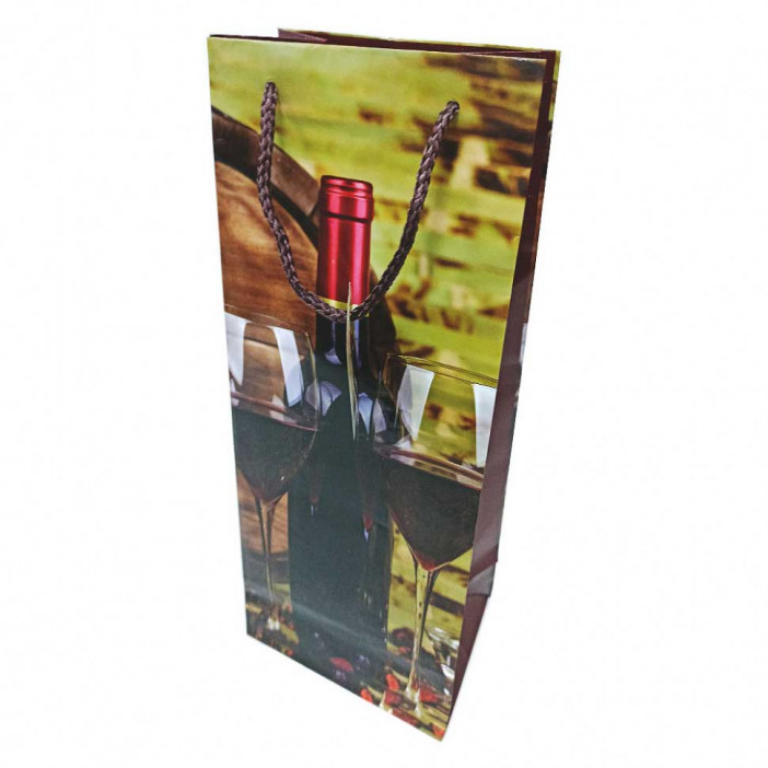 Пакет под бутылку ламинированный Вино размер 14*35*11см