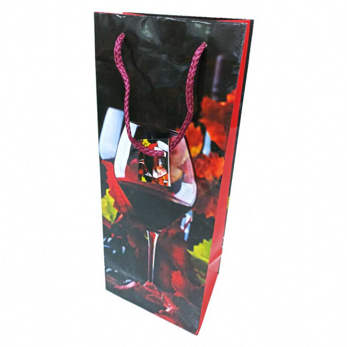 Пакет под бутылку ламинированный Вино размер 14*35*11см