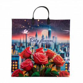 Пакет с пластмассовыми ручками 36*40см Город цветов 10шт