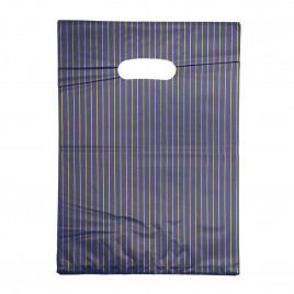 Пакет вырубной ПНД Золотая полоска синий 25*35см 45 мкм 100шт