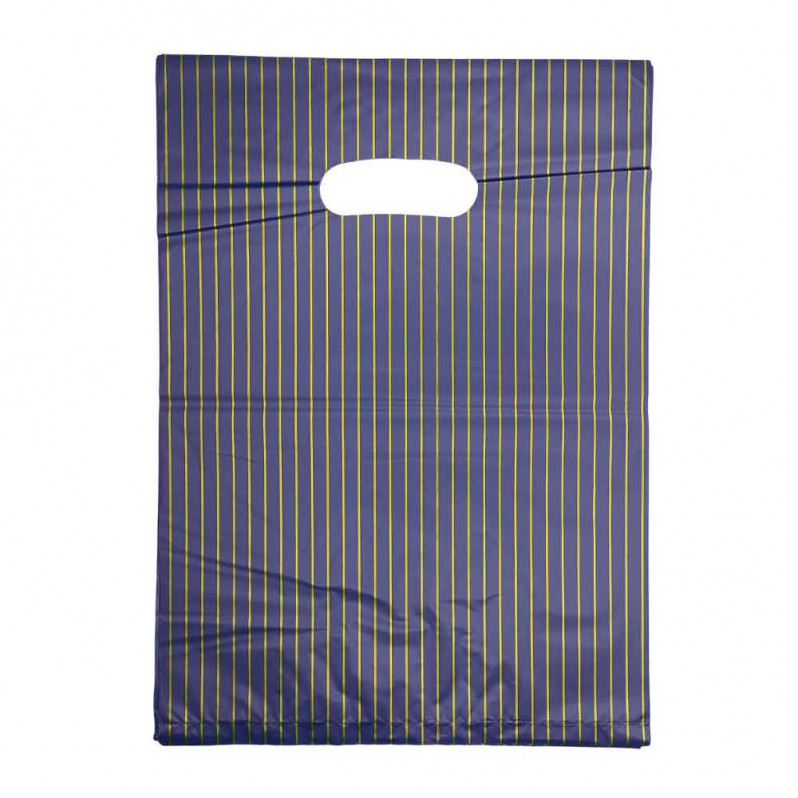 Пакет вырубной ПНД Золотая полоска синий 25*35см 45 мкм 100шт