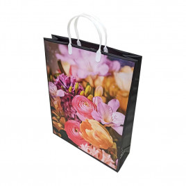 Пакет сумка размер 32*40см Цветы черный