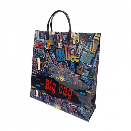 Пакет с пластмассовыми ручками многослойный Big bag размер 34*36см