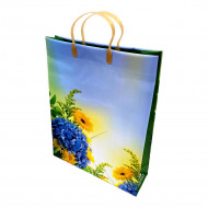 Пакет сумка размер 32*40см Синие цветы