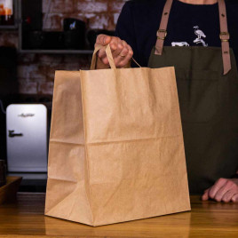 Пакет бумажный крафт с плоской ручкой 70г/м2 размер 35*45*15см уп 10шт