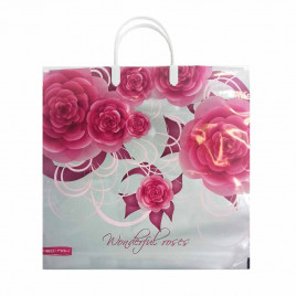 Пакет с пластмассовыми ручками 36*40см Великолепные розы 10шт