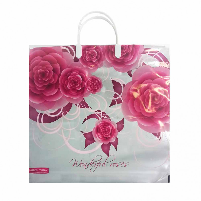 Пакет с пластмассовыми ручками 36*40см Великолепные розы 10шт