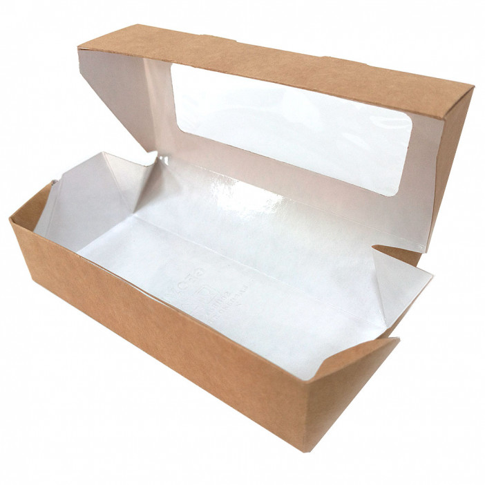 Контейнер EcoTabox с окном 500мл крафт размер 170*70*40мм уп 10шт