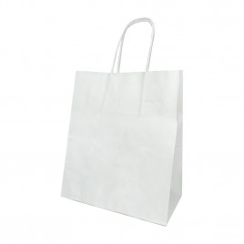 Пакет бумажный белый с крученой ручкой 80г/м2 размер 24*28*14см уп 10шт