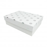 Коробка прямоугольная Серебряный горошек белая в 2-х размерах