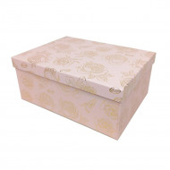 Коробка прямоугольная Золотые розы розовая в 7-ми размерах
