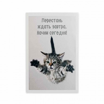 Мини-открытка Котики Перестань ждать завтра 5,5*8см