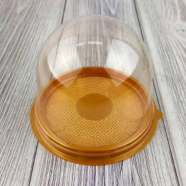 Коробка для пирожных с купольной крышкой прозрачная коричневая d-9см h-10см уп 10шт