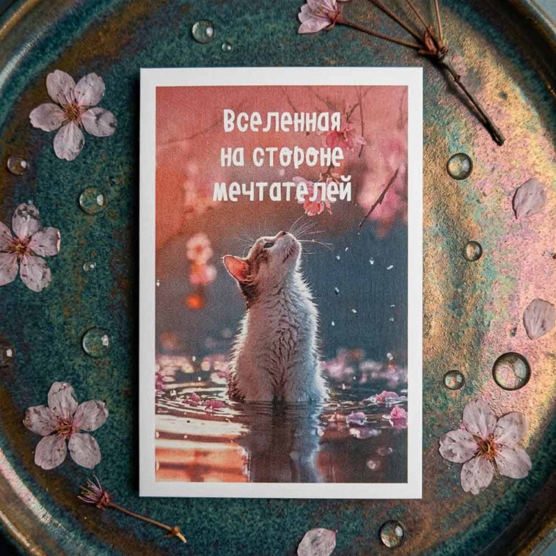 Мини-открытка Вселенная нас стороне мечтателей 5,5*8см