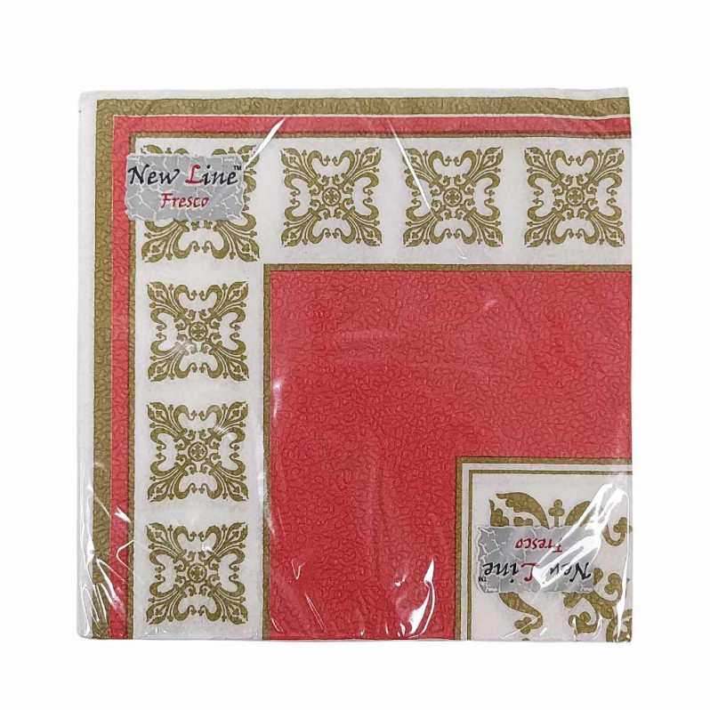 Салфетки бумажные с рисунком Верона красная 33*33см 2-х слойные 20шт