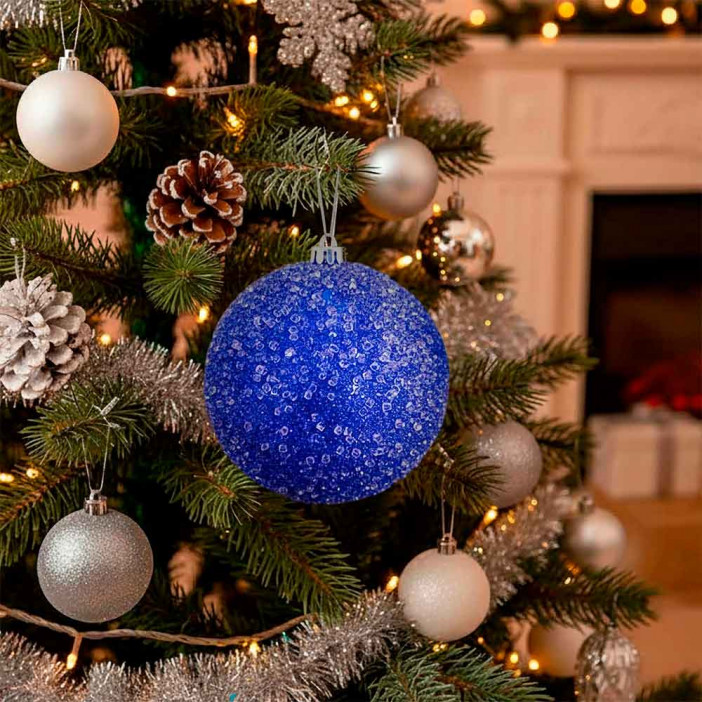 Шар-декор новогодний синий размер d-15см