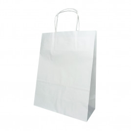 Пакет бумажный белый с крученой ручкой 80г/м2 размер 24*32*11см уп 10шт