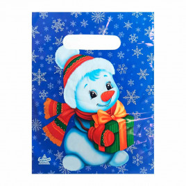 Пакет вырубной ПВД Снеговичок с подарком 20*30см 35 мкм 100шт