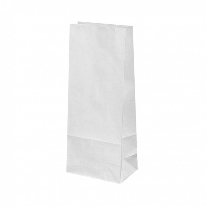 Пакет бумажный белый с прямоугольным дном 70г/м2 размер 33*12*8см уп 10шт