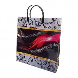 Сумка с пластмассовыми ручками многослойная Вспышка 34*36см