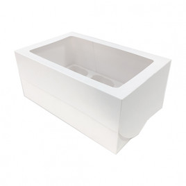 Коробка под капкейки на 6шт с окном белая размер 250*160*100мм