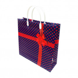 Пакет сумка размер 30*30см Красный горошек с бантом