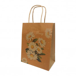 Пакет крафт Цветы с крученой ручкой размер 18*23*10см
