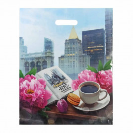 Пакет с вырубной ручкой Кофе 38*47см 60мкм 50шт