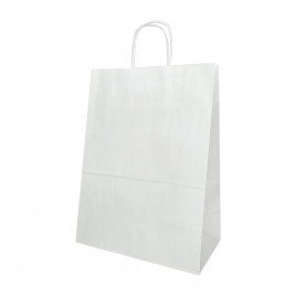 Пакет бумажный белый с крученой ручкой 80г/м2 размер 26*35*15см уп 10шт