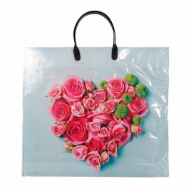 Пакет с пластмассовыми ручками 36*40см Сердце из роз 10шт