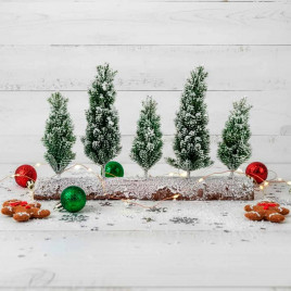 Елочки заснеженные на пенечке Н-22см