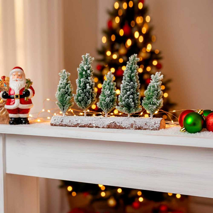 Елочки заснеженные на пенечке Н-22см