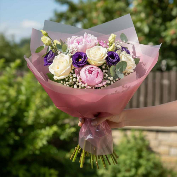 Пленка в рулоне гласс полупрозрачная розовый жемчуг размер 58см*10м 45мкм