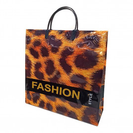 Сумка с пластмассовыми ручками многослойная Леопард 33*33см