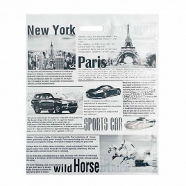 Пакет с вырубной ручкой Нью-Йорк 50*60см 100мкм 25шт