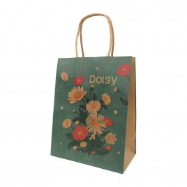Пакет крафт Цветы с крученой ручкой размер 25*31*11см
